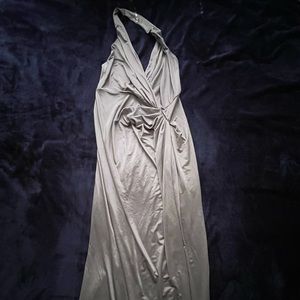 Olive Green Halter Evening Gown